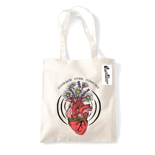 Book cover of: Letter Shoppe (Courage Over Comfort) Natural Tote Bag