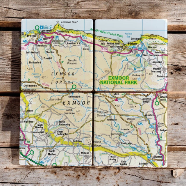 Book cover of: OS Map Ceramic Four Coaster Set - Exmoor National Park
