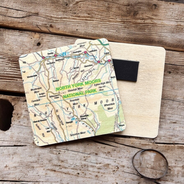 Book cover of: OS Map Wooden Square Magnet - North York Moors National Park