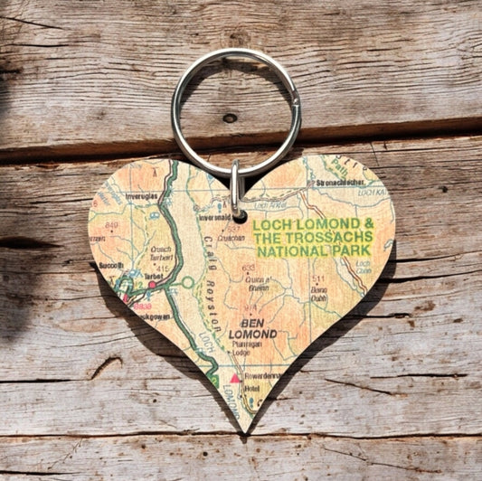 Book cover of: OS Map Wooden Heart Key-ring - Loch Lomond and The Trossachs National Park