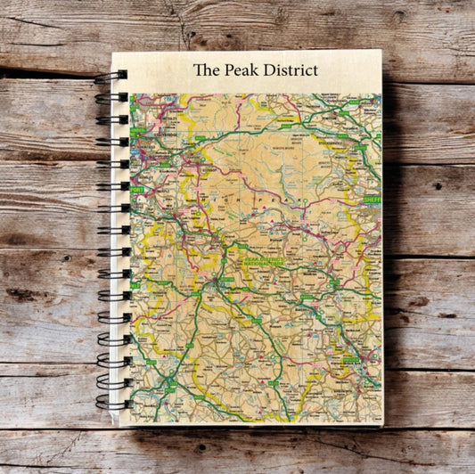Book cover of: OS Map Wooden Lined Notebook - Peak District National Park