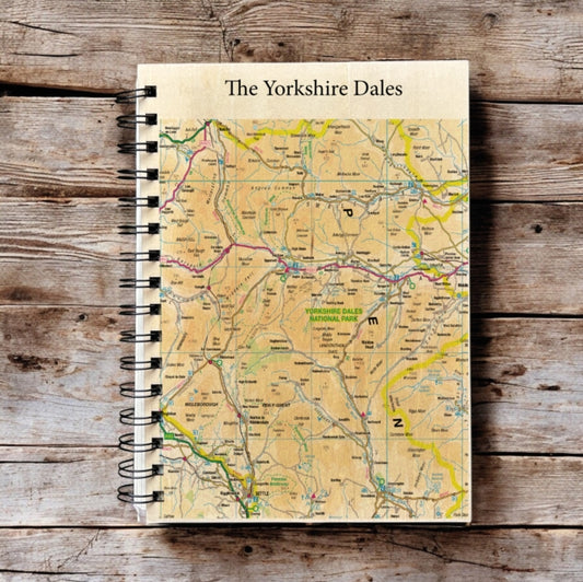 Book cover of: OS Map Wooden Lined Notebook - Yorkshire Dales National Park