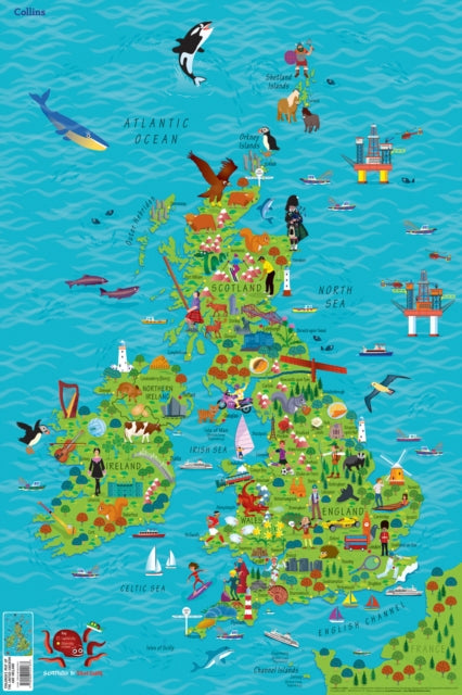 Book cover of: Children’s Wall Map of the United Kingdom and Ireland. By: Collins Maps Staff