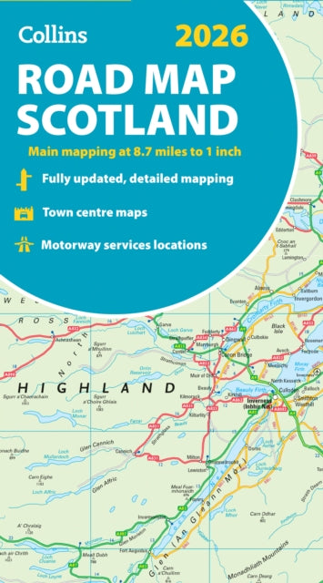 Book cover of: 2026 Collins Road Map of Scotland