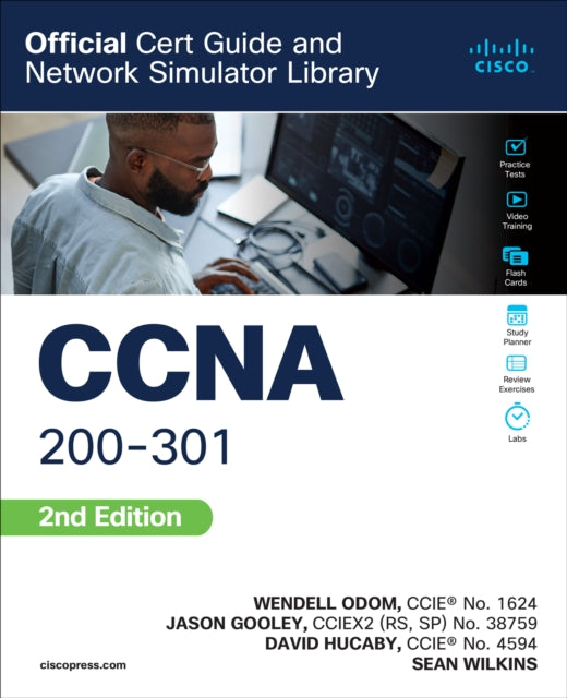 Book cover of: CCNA 200-301 Official Cert Guide and Network Simulator Library, Second Edition. By: Sean Wilkins