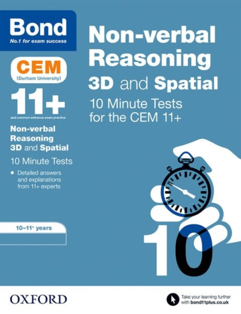 Book cover of: Bond 11+ CEM 3D Non-Verbal Reasoning 10 Minute Tests (now Cambridge Select Insight). By: Lynn Adams