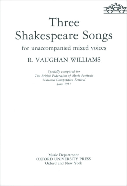 Book cover of: Three Shakespeare Songs. By: Ra Vaughan Williams