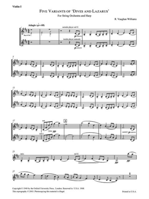 Book cover of: Five Variants of 'Dives and Lazarus'. By: Ralph Vaughan Williams