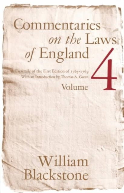Book cover of: Commentaries on the Laws of England, Volume 4
