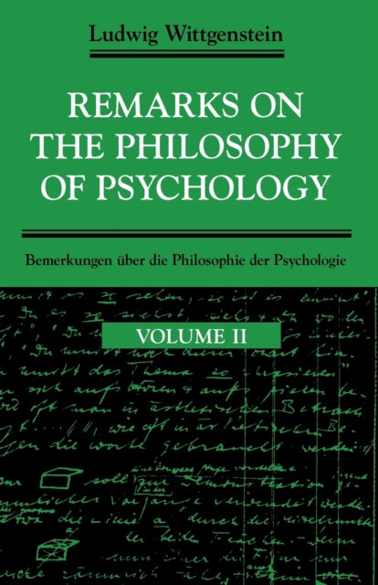 Book cover of: Remarks on the Philosophy of Psychology. By: Ludwig Wittgenstein