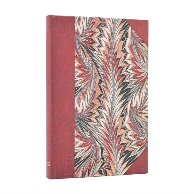 Book cover of: 2026 Rubedo (Cockerell Marbled Paper) Mini 12-month Verso Hardcover Flexi Dayplanner 2026 (Elastic Band Closure). By: Paperblanks