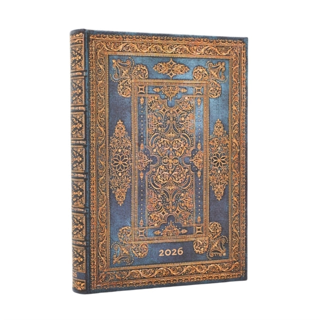 Book cover of: 2026 Blue Luxe (Luxe Design) Midi 12-month Day-at-a-Time Hardcover Flexi Dayplanner 2026 (Elastic Band Closure). By: Paperblanks