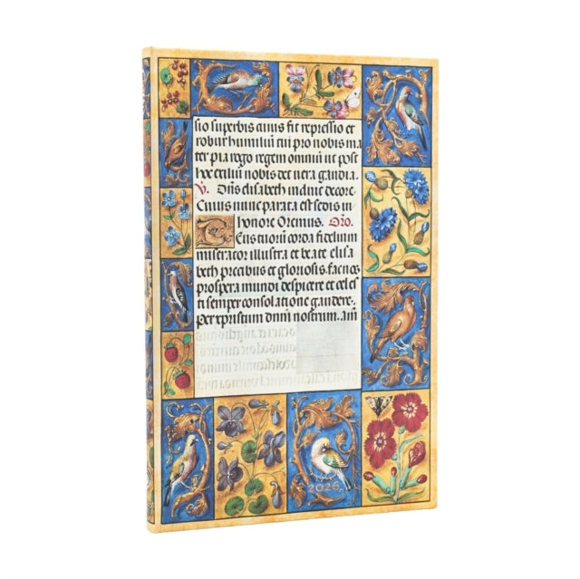 Book cover of: 2026 Spinola Hours (Ancient Illumination) Maxi 12-month Horizontal Hardcover Flexi Dayplanner 2026 (Elastic Band Closure). By: Paperblanks