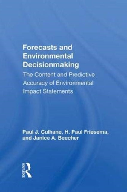 Book cover of: Forecasts And Environmental Decision Making. By: Paul J. Culhane