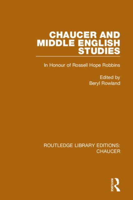 Book cover of: Chaucer and Middle English Studies. By: Beryl Rowland