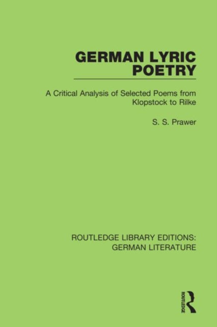 Book cover of: German Lyric Poetry. By: S. S. Prawer