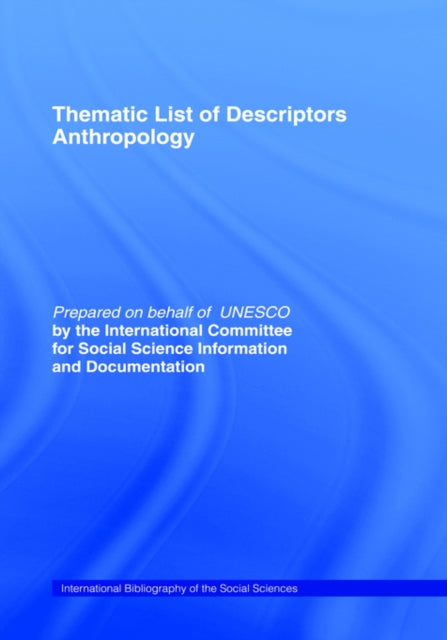 Book cover of: Thematic List of Descriptors - Anthropology
