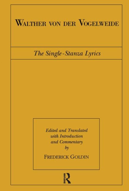 Book cover of: Walther von der Vogelweide. By: F. Goldin