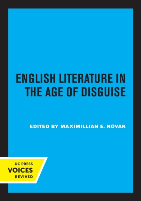 Book cover of: English Literature in the Age of Disguise. By: Maximillian E. Novak