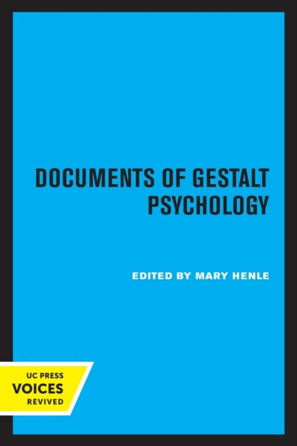 Book cover of: Documents of Gestalt Psychology. By: Mary Henle