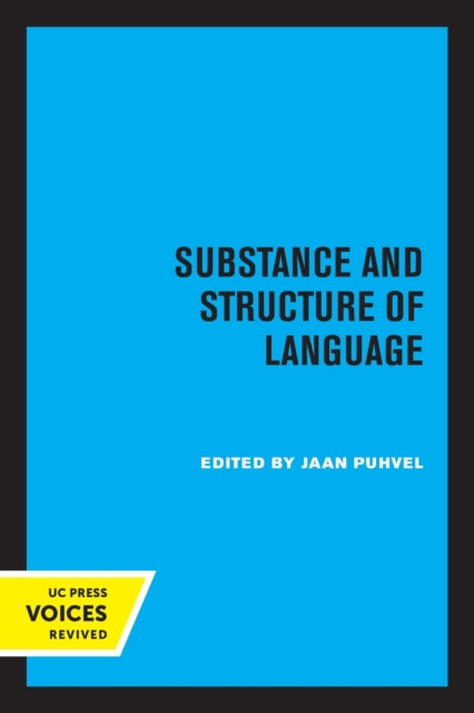 Book cover of: Substance and Structure of Language. By: Jaan Puhvel