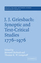 Book cover of: J. J. Griesbach: Synoptic and Text - Critical Studies 1776–1976