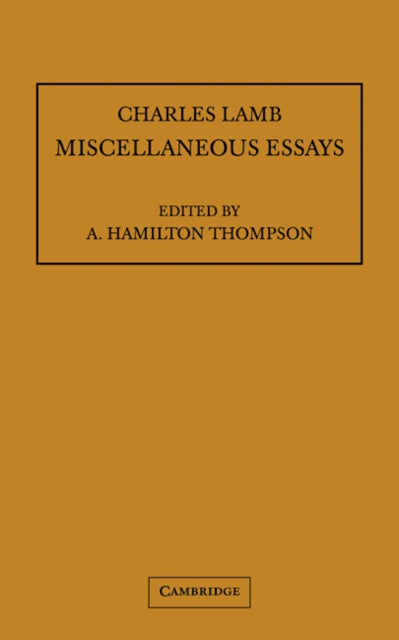 Book cover of: Miscellaneous Essays. By: Charles Lamb