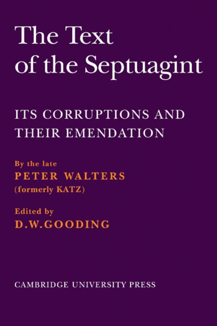 Book cover of: Text of the Septuagint. By: Peter Walters