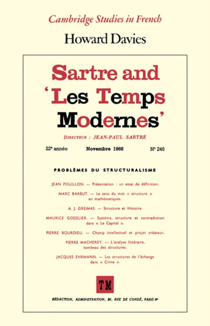 Book cover of: Sartre and 'Les Temps Modernes'. By: Howard Davies