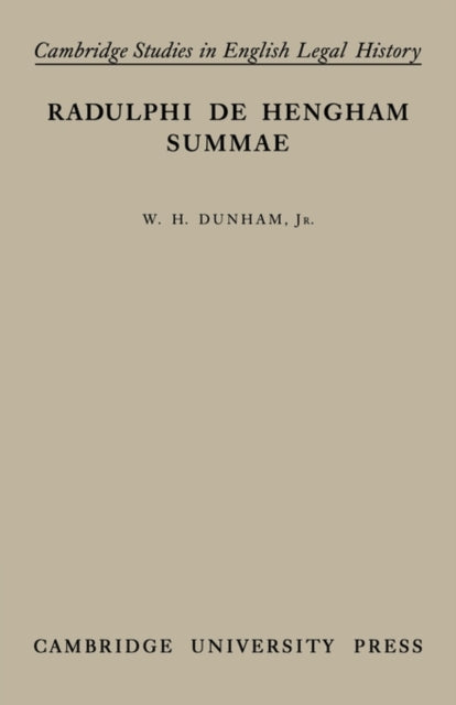 Book cover of: Summae. By: Radulphi De Hengham