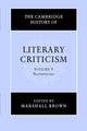 Book cover of: Cambridge History of Literary Criticism: Volume 5, Romanticism. By: Marshall Brown