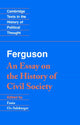 Book cover of: Ferguson: An Essay on the History of Civil Society. By: Adam Ferguson