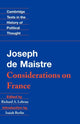 Book cover of: Maistre: Considerations on France. By: Joseph de Maistre