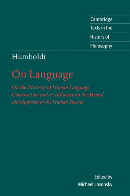 Book cover of: Humboldt: 'On Language'. By: Wilhelm von Humboldt