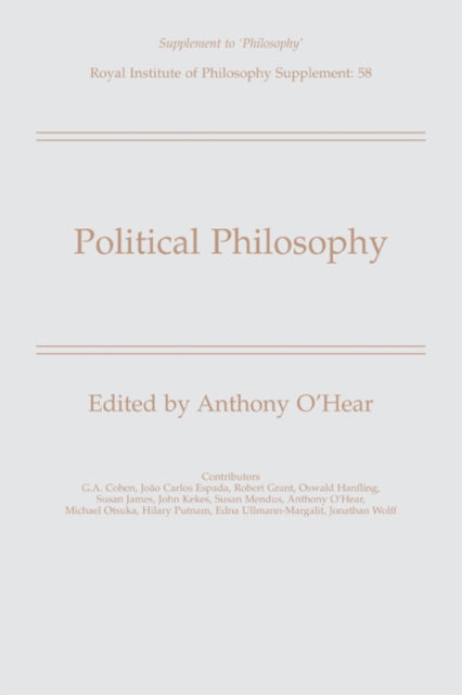 Book cover of: Political Philosophy. By: Anthony O'Hear
