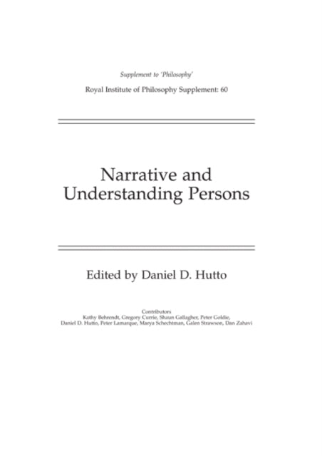 Book cover of: Narrative and Understanding Persons. By: Daniel D. Hutto