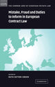 Book cover of: Mistake, Fraud and Duties to Inform in European Contract Law. By: Ruth Sefton-Green