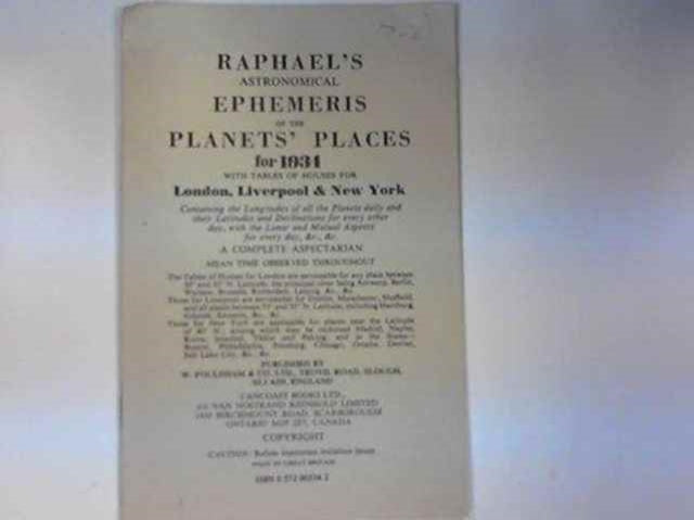 Book cover of: Raphael's Astronomical Ephemeris. By: Edwin Raphael