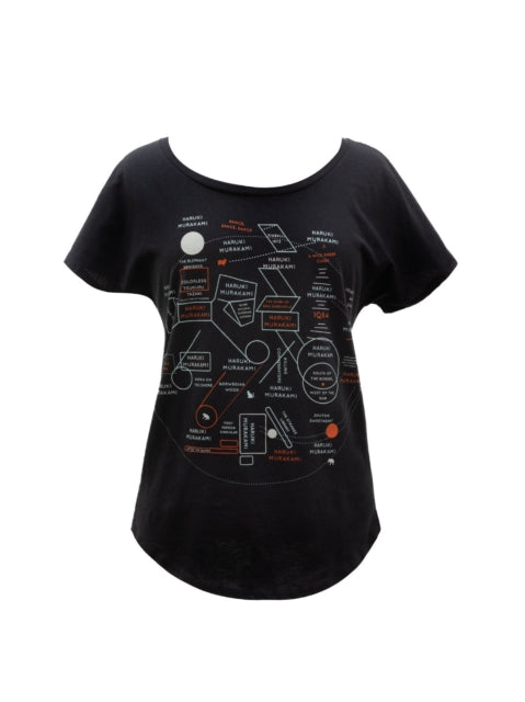 Book cover of: Haruki Murakami Novels Map Women's Relaxed Fit T-shirt Medium