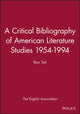 Book cover of: Critical Bibliography of American Literature Studies 1954-1994