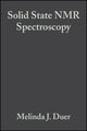 Book cover of: Solid State NMR Spectroscopy. By: Melinda J. Duer
