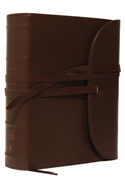 Book cover of: NKJV, Journal the Word Bible, Large Print, Premium Leather, Brown, Red Letter. By: Thomas Thomas Nelson