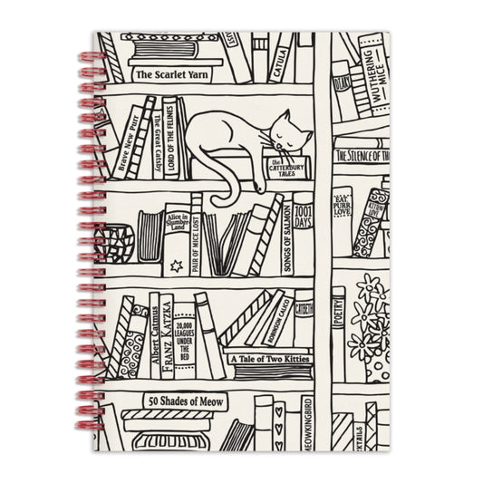 Book cover of: Cat on Bookshelf 6 x 8" Wire-O Journal. By: Galison
