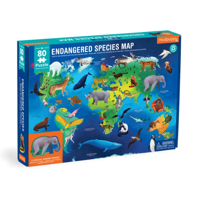 Book cover of: Endangered Species Around the World 80 Piece Geography Puzzle