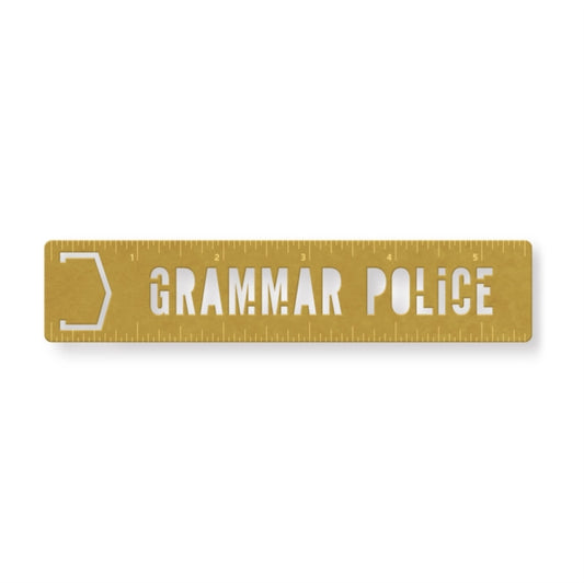 Book cover of: Grammar Police Metal Bookmark Stencil. By: Brass Monkey
