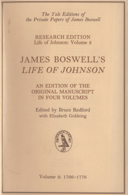 Book cover of: James Boswell's Life of Johnson. By: Bruce Redford