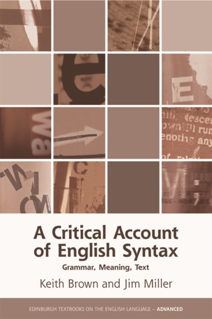 Book cover of: Critical Account of English Syntax. By: Keith Brown