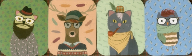 Book cover of: Pocket Note Set of 4 Mini Pads: Hipster Animals. By: Peony Press Staff