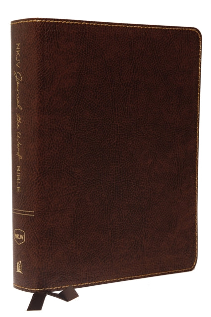 Book cover of: NKJV, Journal the Word Bible, Bonded Leather, Brown, Red Letter, Comfort Print. By: Thomas Thomas Nelson