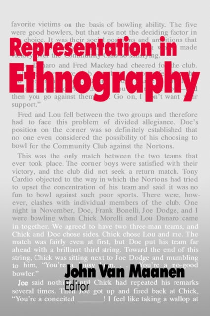 Book cover of: Representation in Ethnography